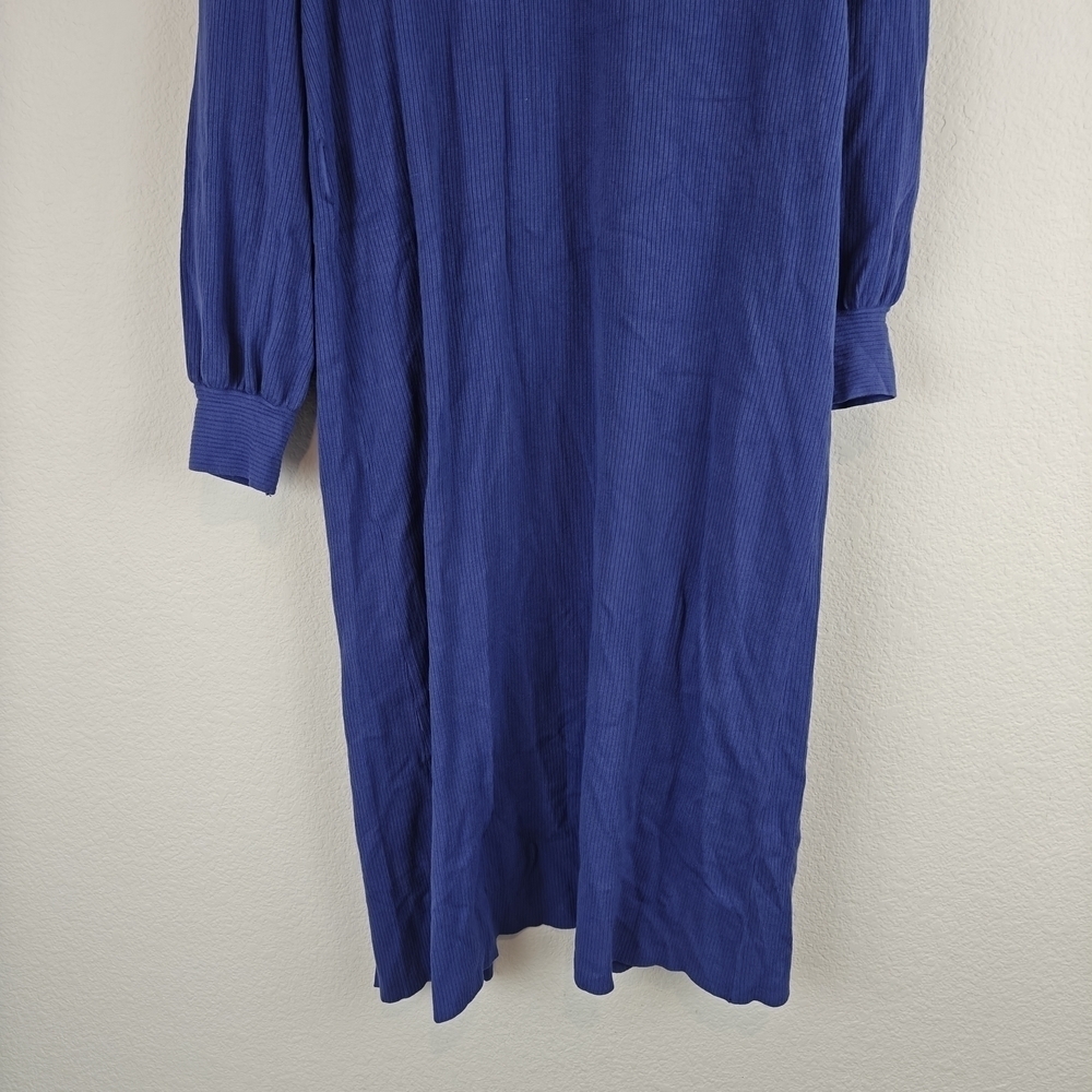 MISOOK Textured Relaxed Ribbed Recycled Knit Duster Cardigan In Blue Size Small - Picture 13 of 15